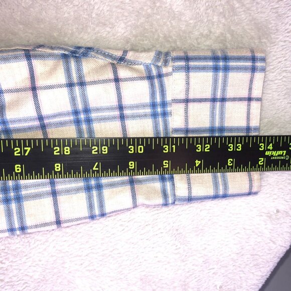Untuckit Men Shirt Size XL Wrinkle-Free Long Sleeve Flannel Plaid Button Up Blue - Picture 6 of 13